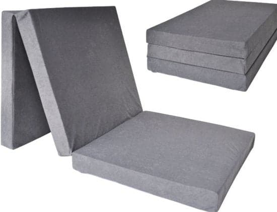 Colchão dobrável 195x60x10 cm cinzento