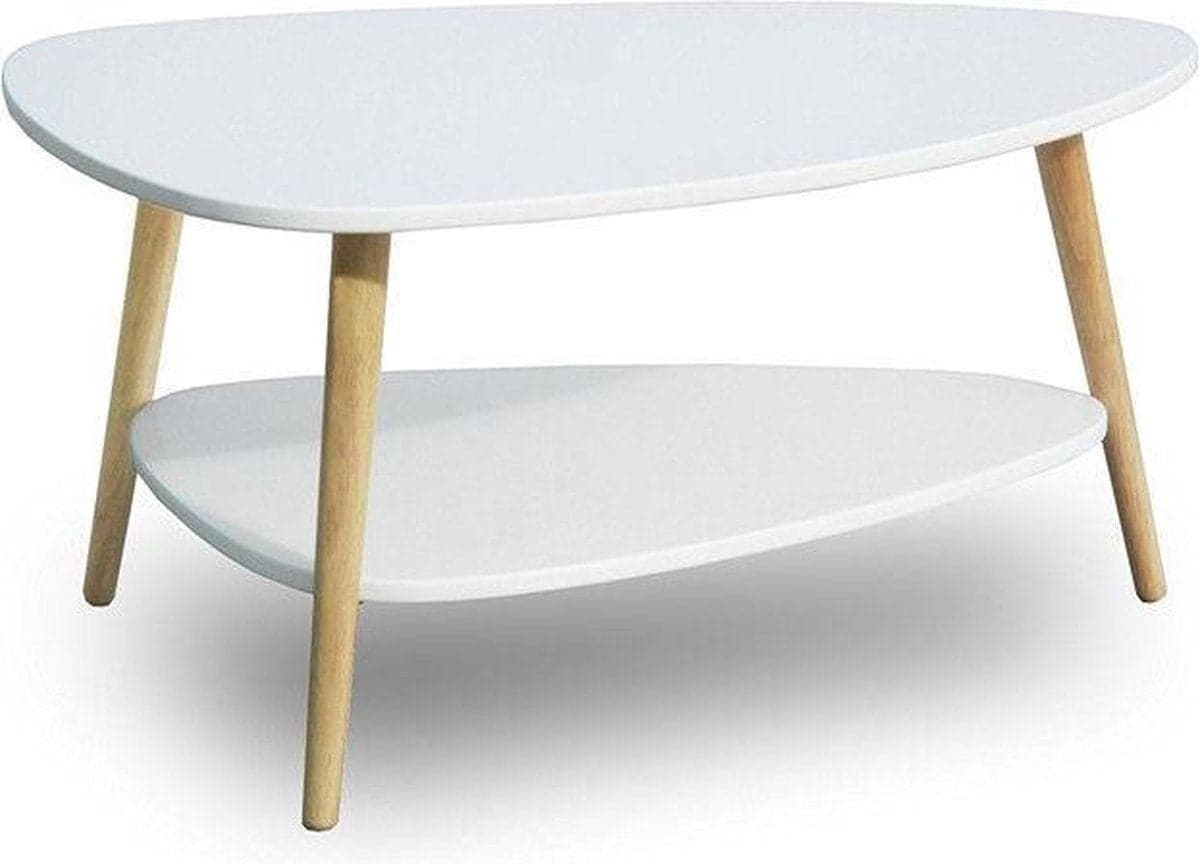 Mesa de centro 90x67x45 cm madeira branco 2 níveis