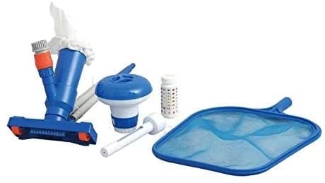Kit de limpeza de piscina com tiras de teste e rede