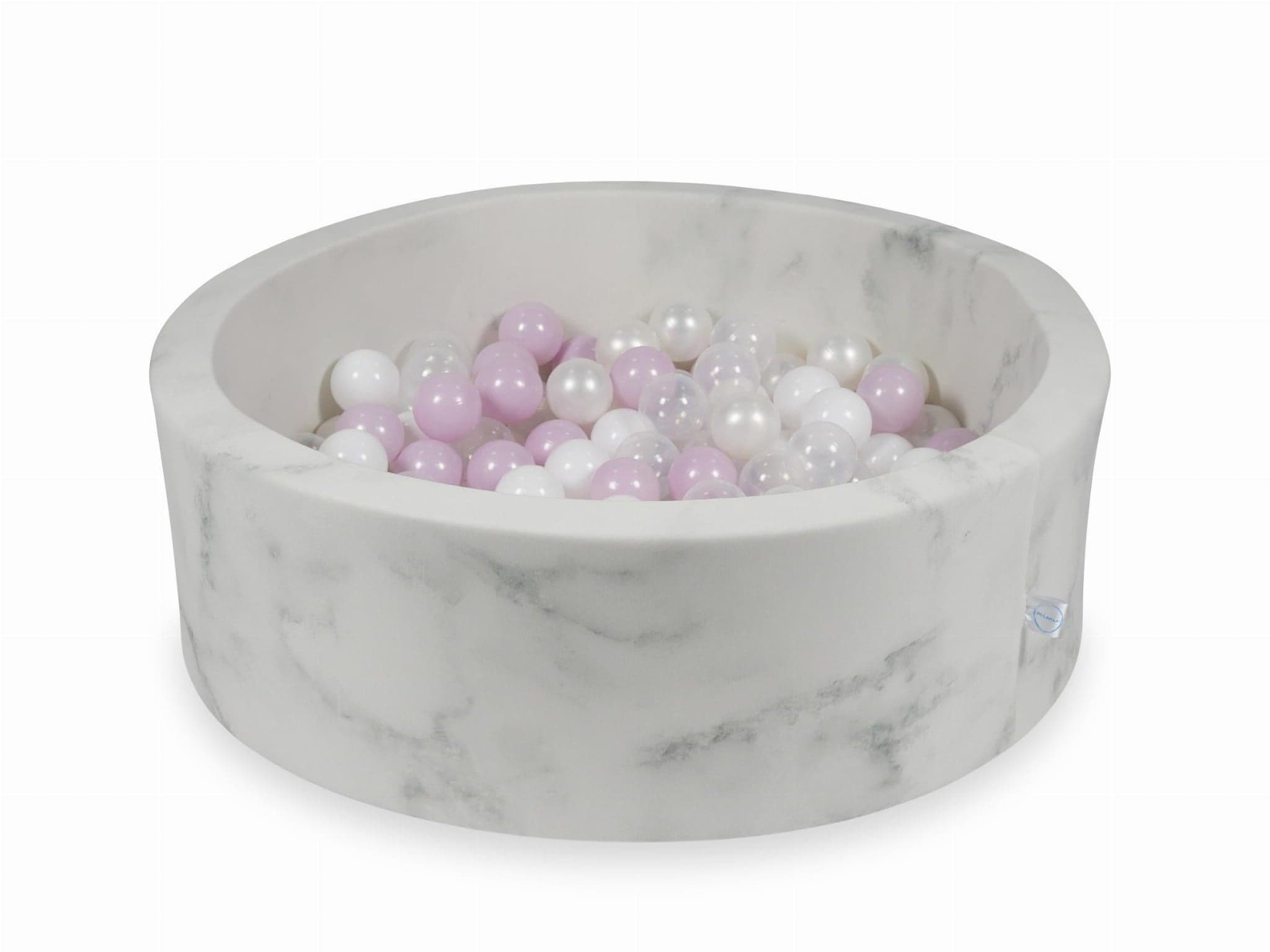 Piscina de bolas 90x30 cm com 200 bolas padrão mármore rosa