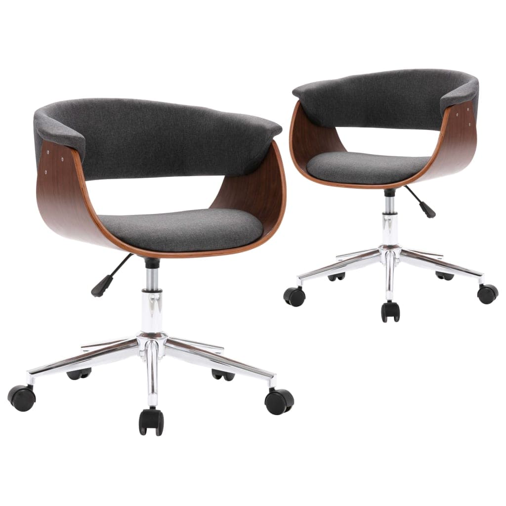 vidaXL Cadeiras de jantar giratórias 2 pcs tecido cinzento