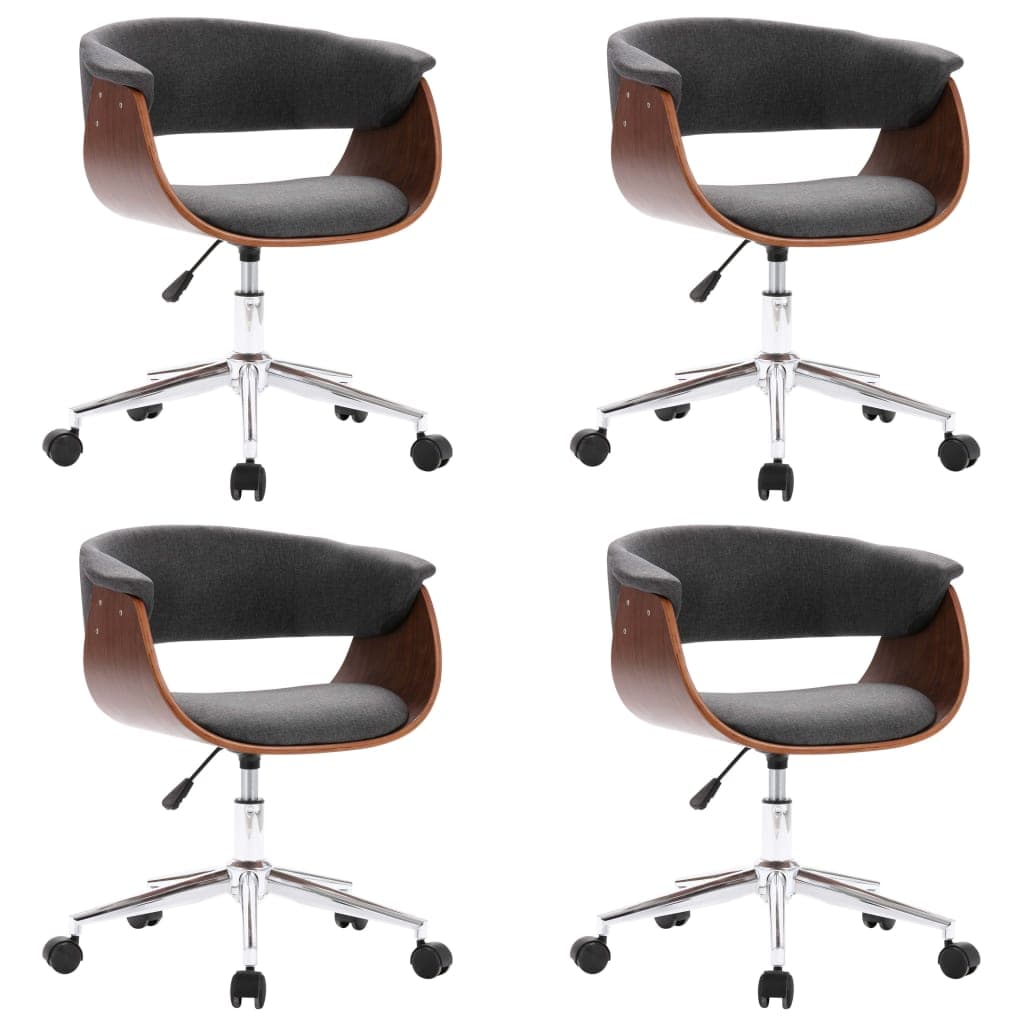 vidaXL Cadeiras de jantar giratórias 4 pcs tecido cinzento