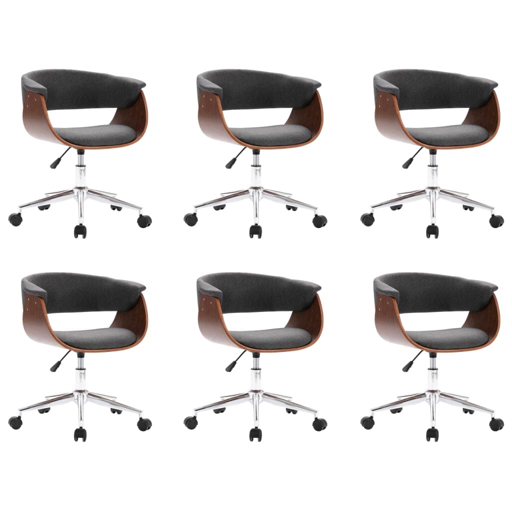 vidaXL Cadeiras de jantar giratórias 6 pcs tecido cinzento