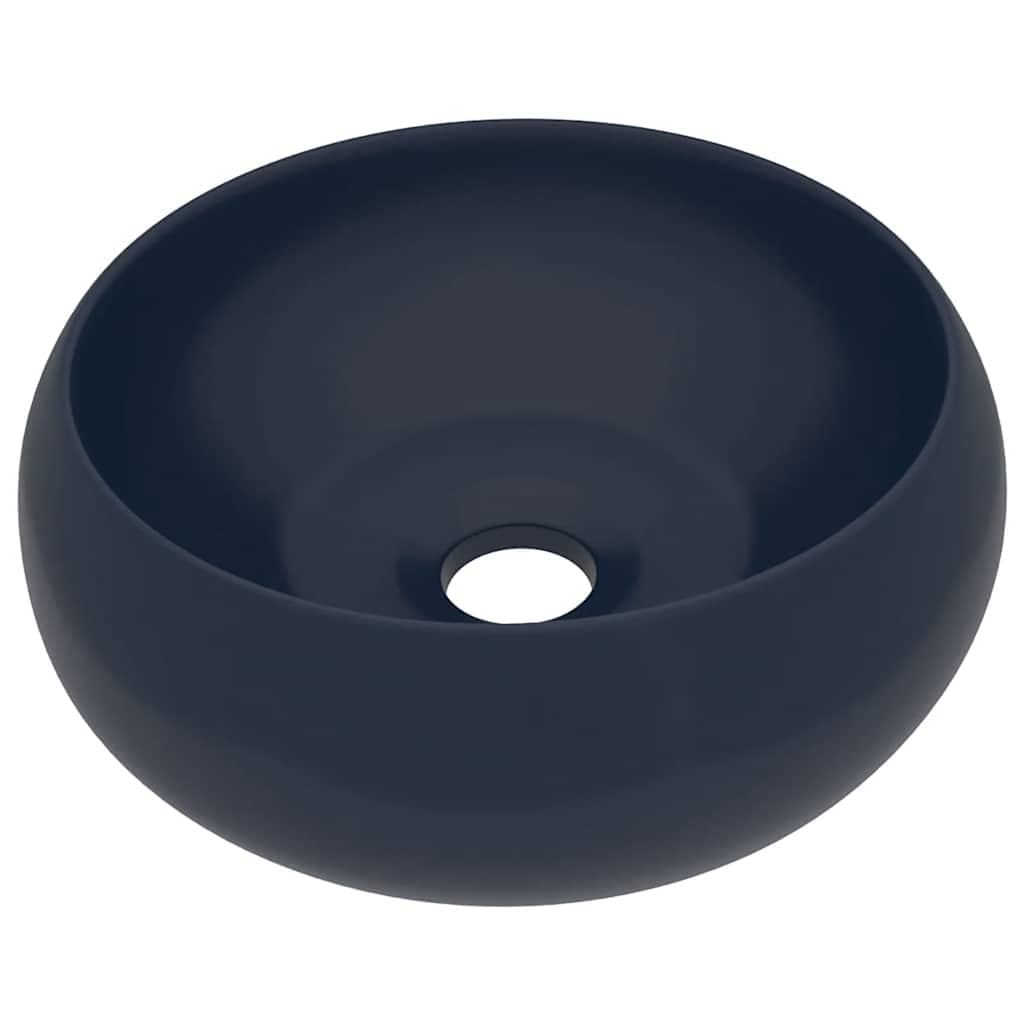 vidaXL Lavatório Luxuoso Redondo 40x15cm Cerâmica Azul-escuro Mate - 2314720512