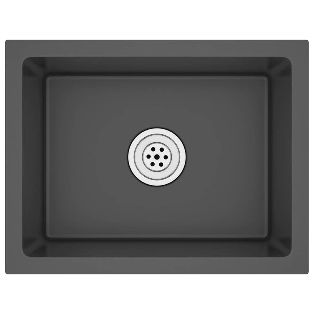 vidaXL Lava-louça de cozinha artesanal aço inoxidável preto