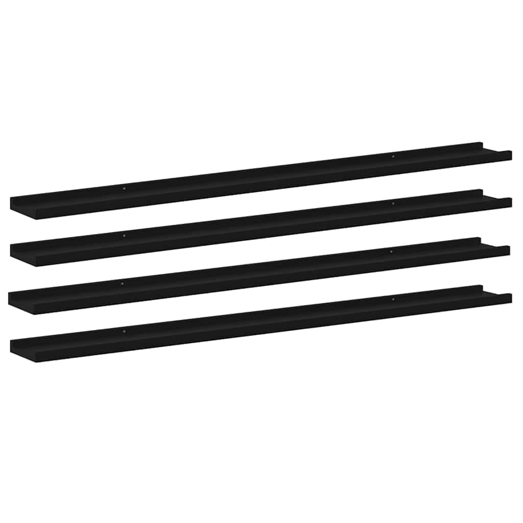vidaXL Prateleiras de parede 4 pcs 115x9x3 cm preto