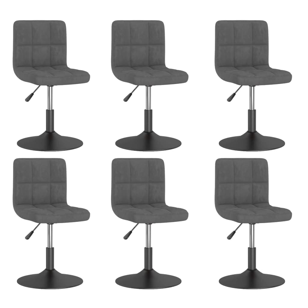 vidaXL Cadeiras de jantar giratórias 6 pcs veludo cinzento-escuro