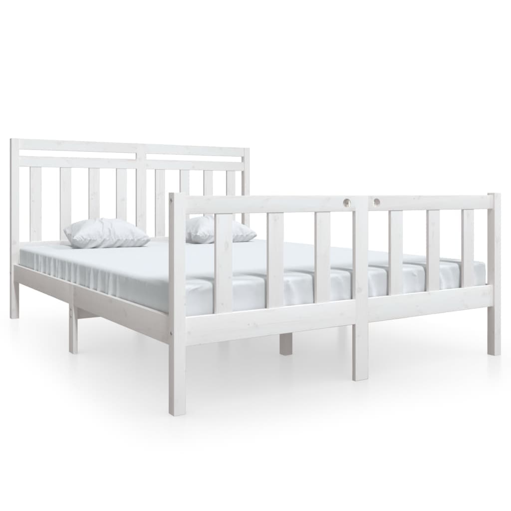 vidaXL Estrutura de cama 160x200 cm madeira maciça branco