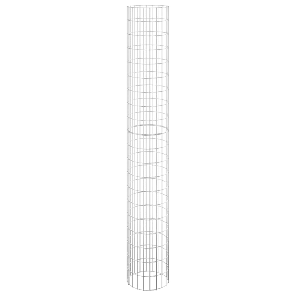 vidaXL Canteiro elevado/cesto gabião em poste Ø30x200 cm aço galvaniz.