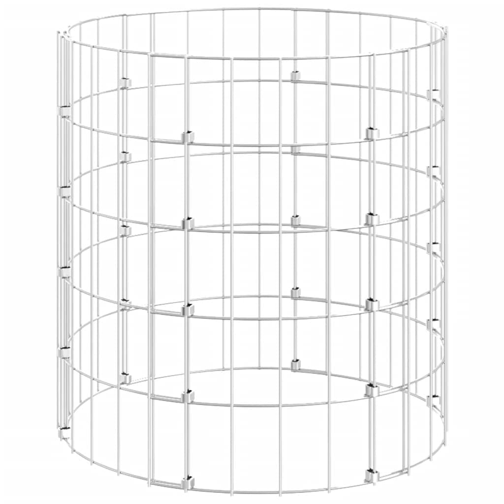 vidaXL Canteiro elevado/cesto gabião em poste Ø50x50cm aço galvanizado