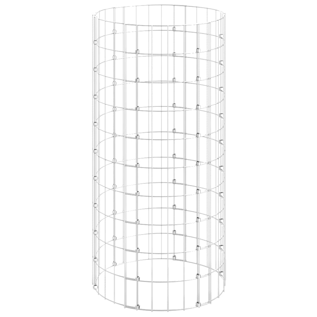 vidaXL Canteiro elevado/cesto gabião em poste Ø50x100 cm aço galvaniz.