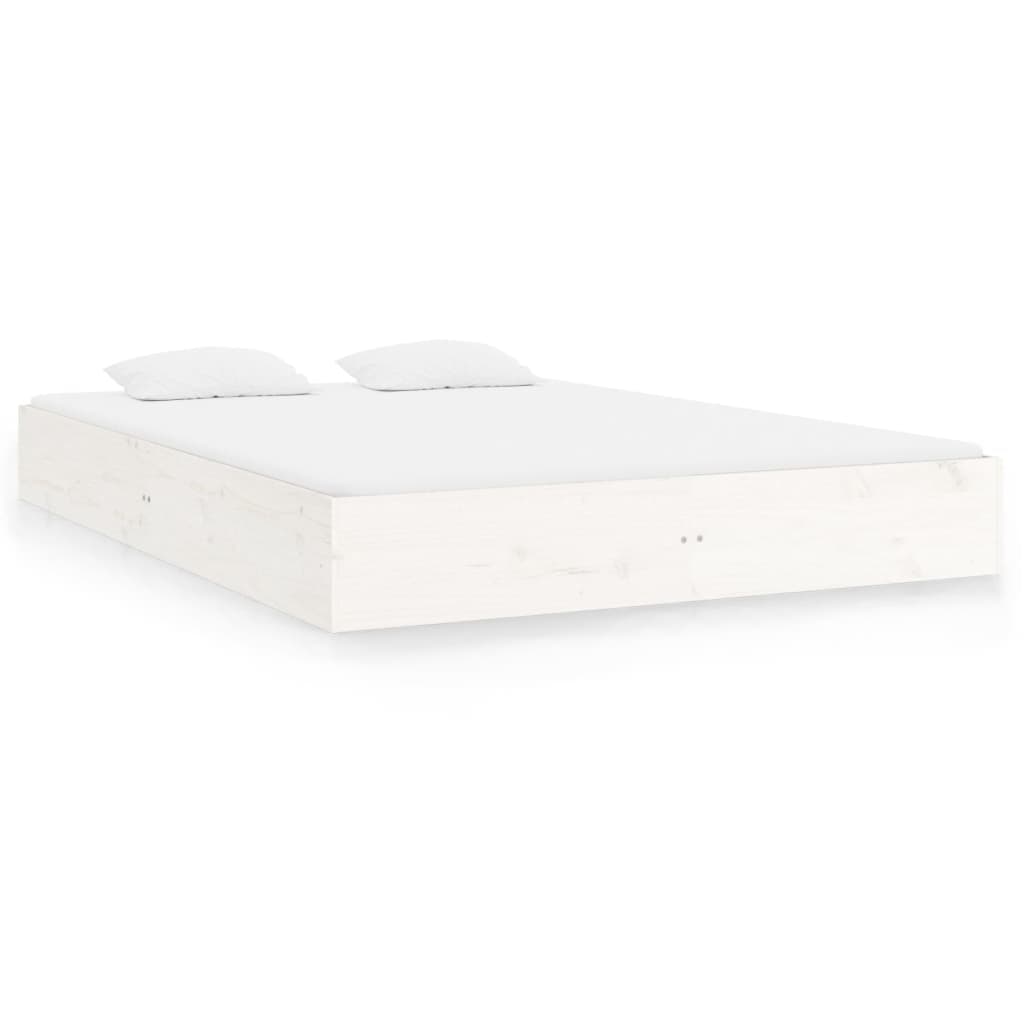 vidaXL Estrutura de cama 140x200 cm madeira maciça branco