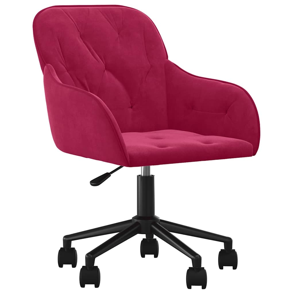 Cadeira de Escritório Giratória Veludo Vermelho Tinto - 344872 - 344872