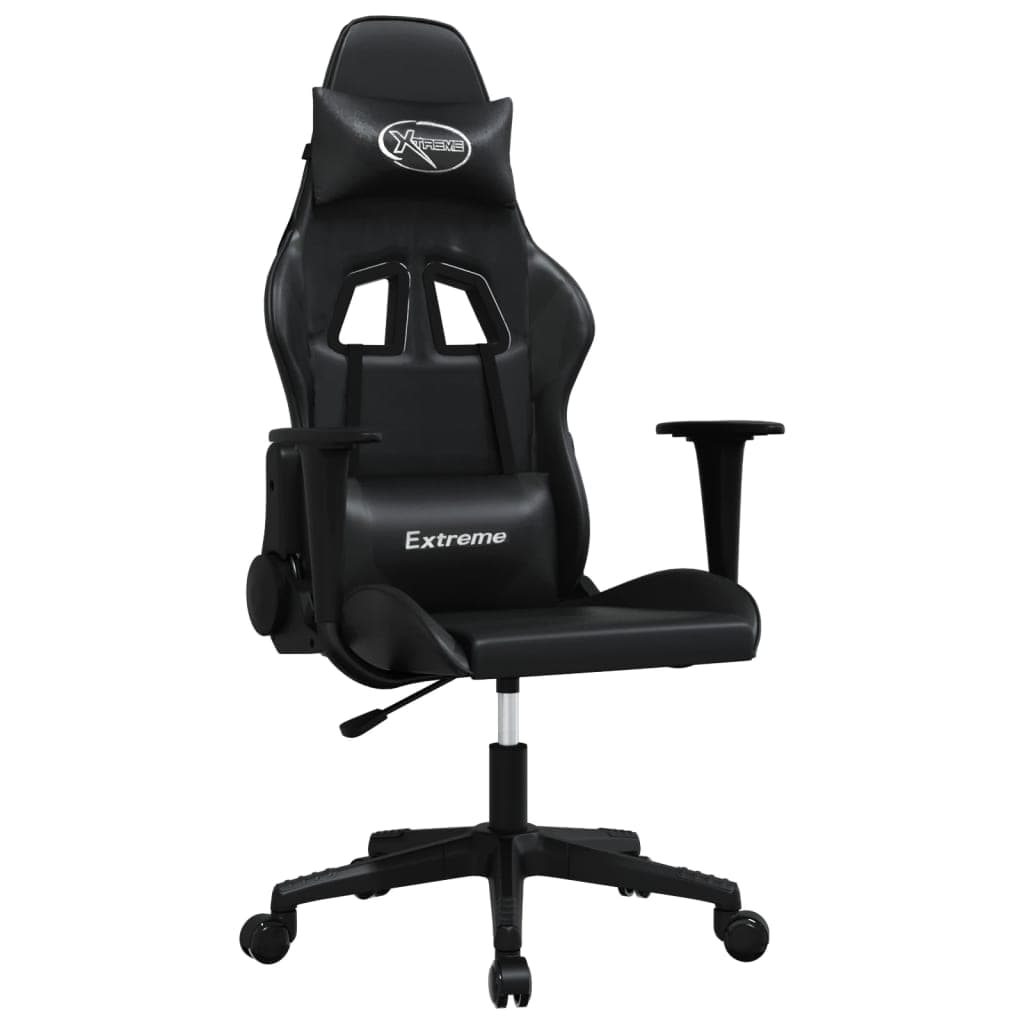 vidaXL Cadeira gaming de massagens couro artificial preto