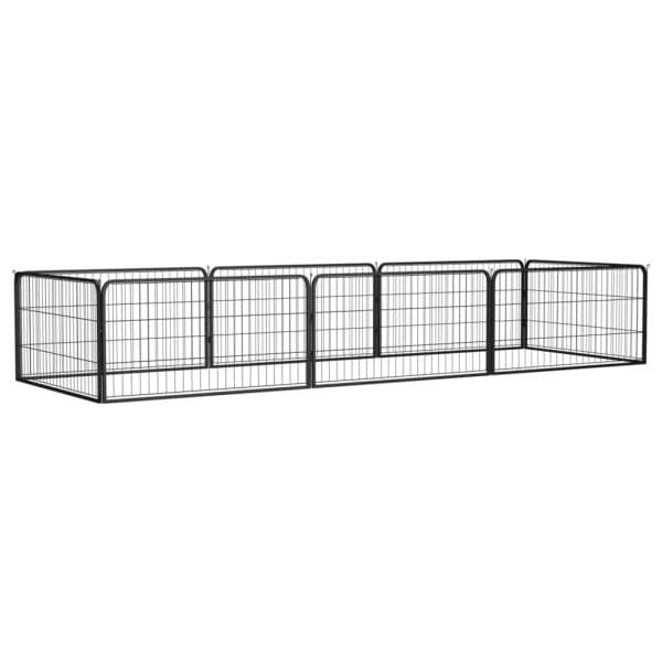 Parque Cães com 8 Painéis 100x50 cm Aço Revestido a Pó Preto - 3115967