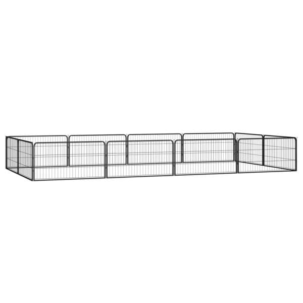Parque Cães com 12 Painéis 100x50 cm Aço Revestido a Pó Preto - 3115968 - 3115968