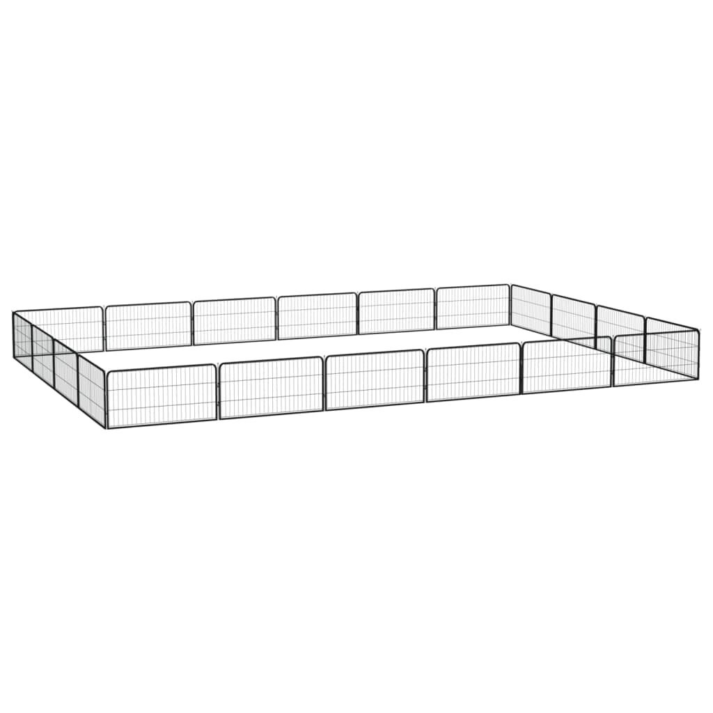 Parque Cães com 20 Painéis 100x50 cm Aço Revestido a Pó Preto - 3115970 - 3115970