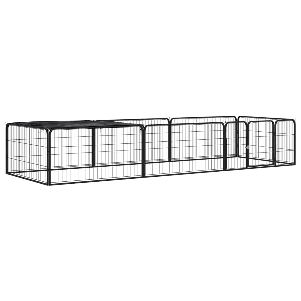 vidaXL Parque p/ cães c/ 8 painéis 100x50 cm aço revestido a pó preto