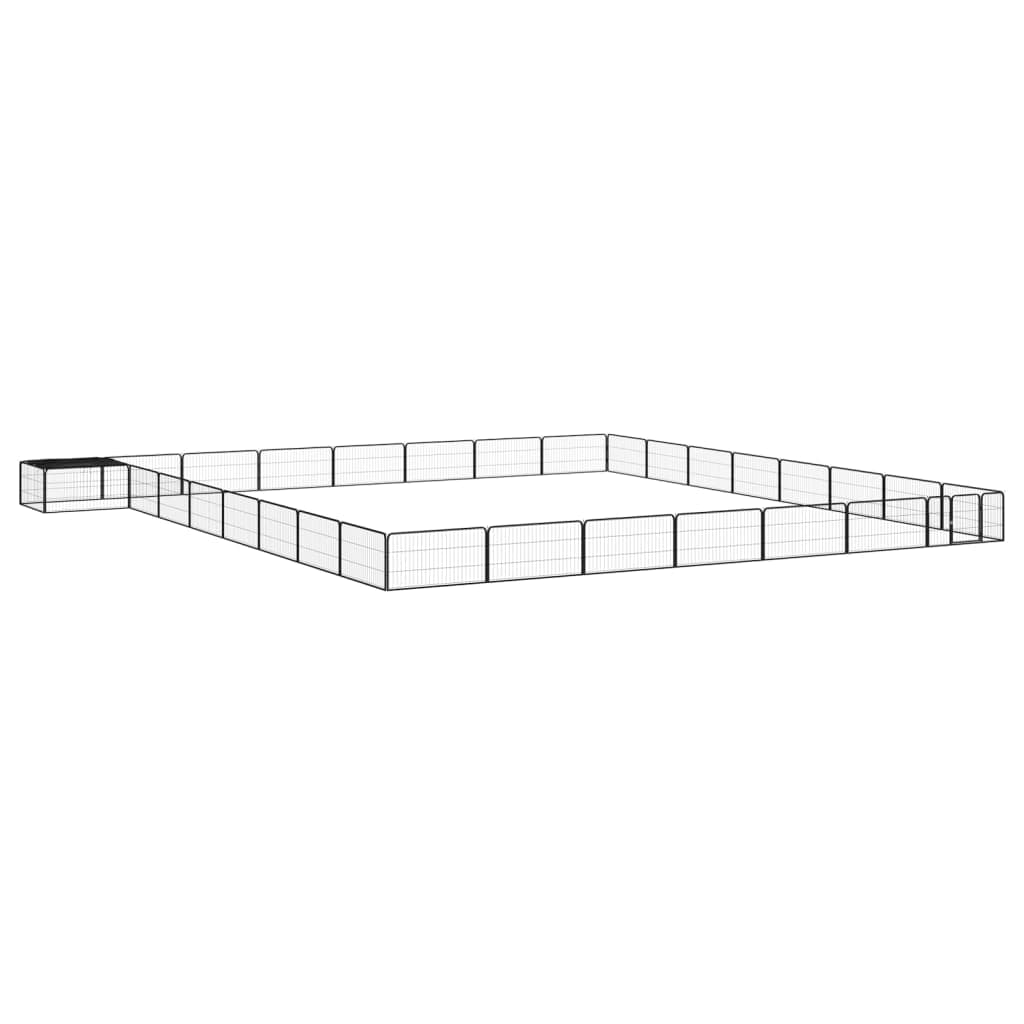 Parque Cães com 32 Painéis 100x50 cm Aço Revestido a Pó Preto - 3115982