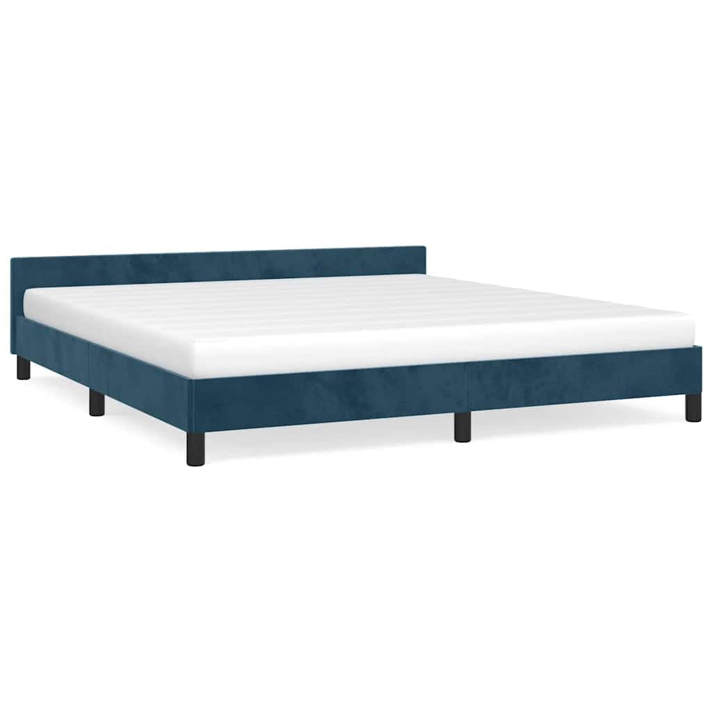 vidaXL Estrutura de cama sem colchão 160x200 cm veludo azul-escuro