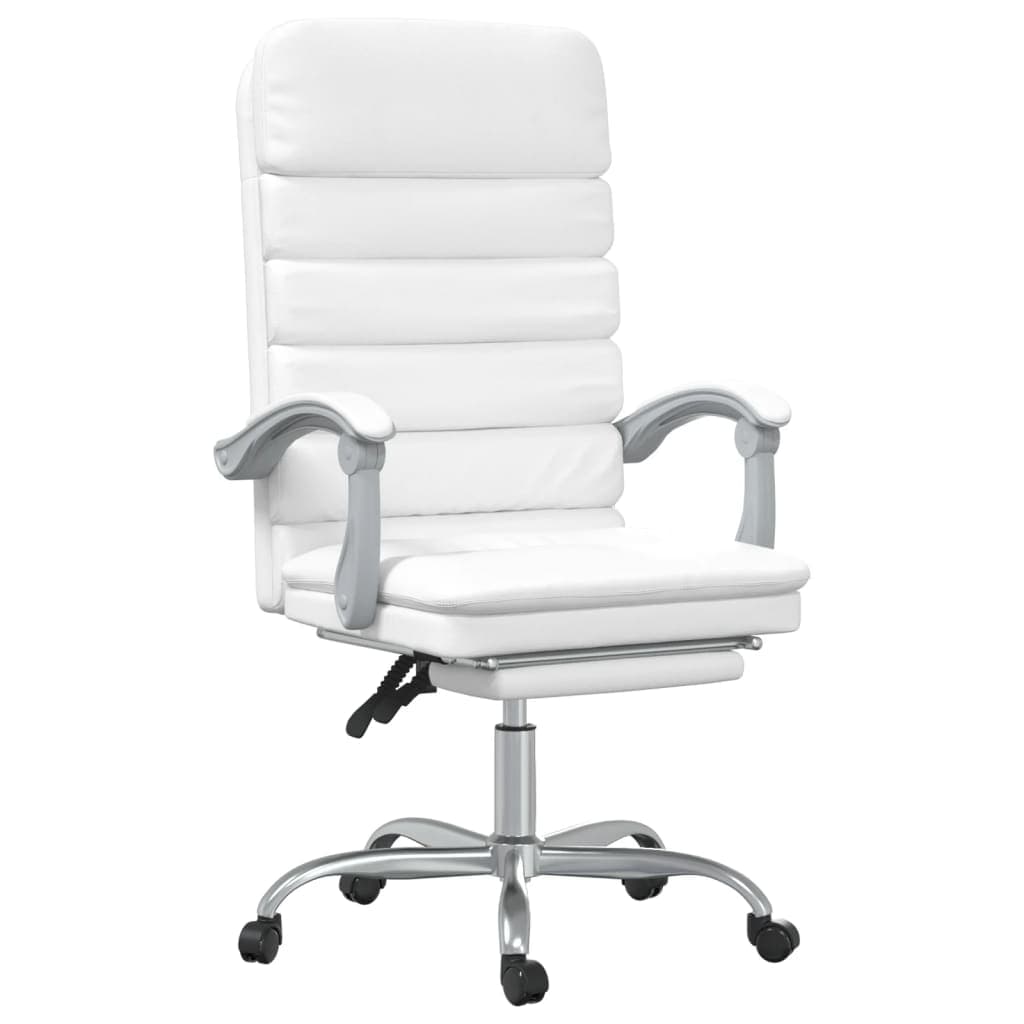 vidaXL Cadeira escritório massagens reclinável couro artificial branco