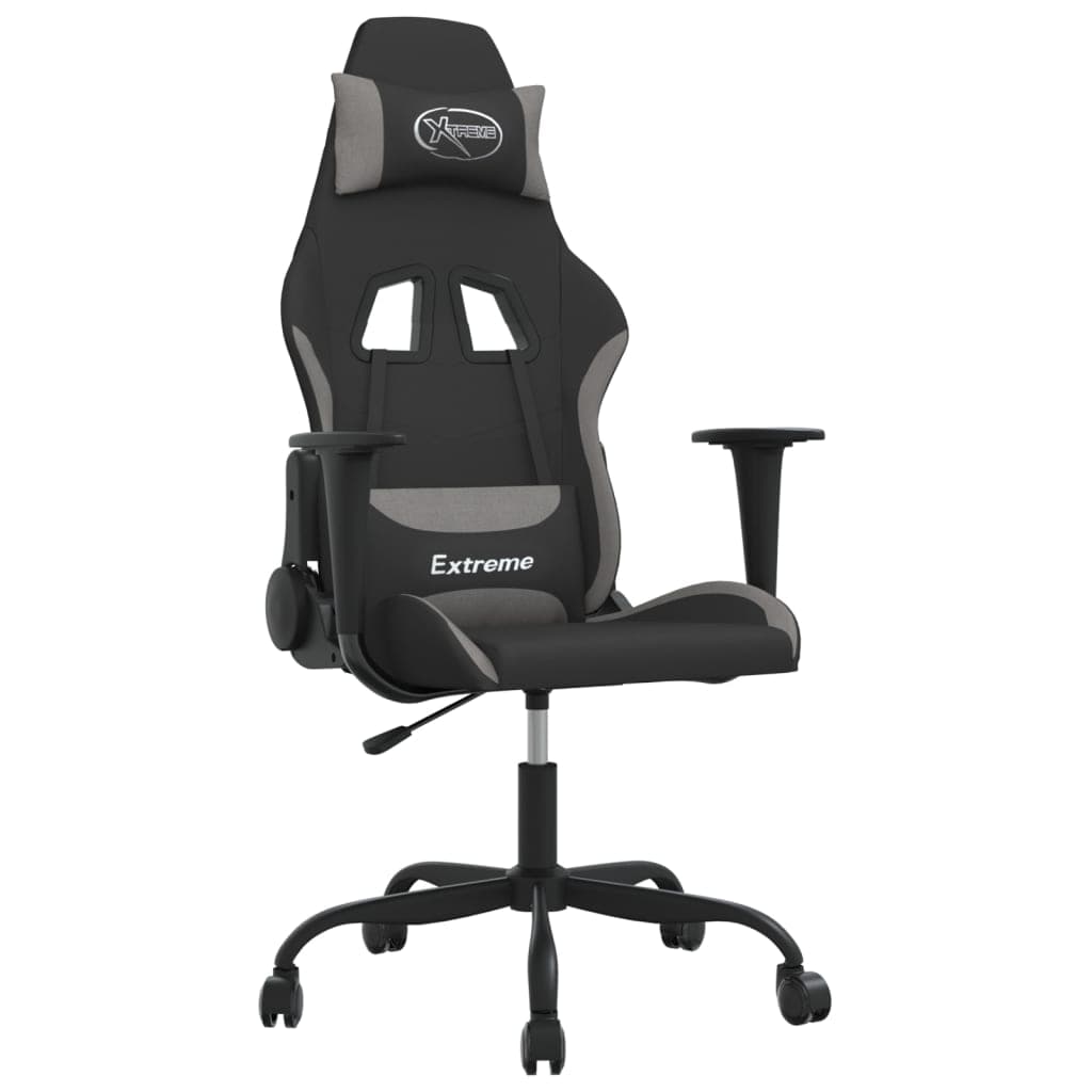 vidaXL Cadeira de gaming tecido preto e cinzento claro