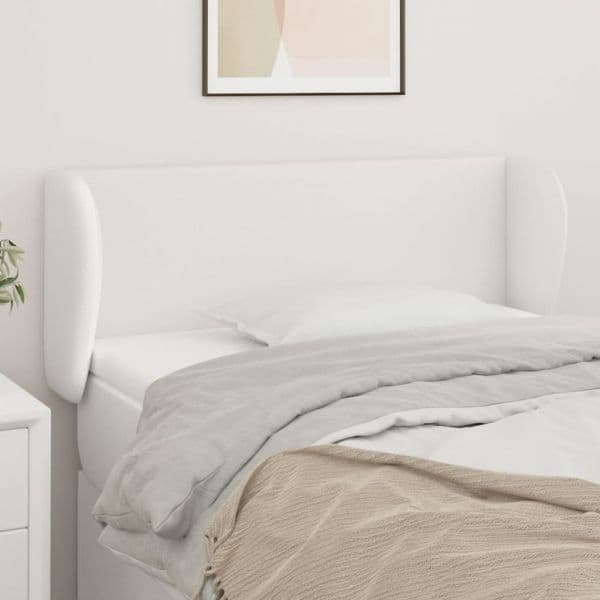 Cabeceira de Cama com Abas Couro Artificial 93x23x78/88cm Branco - 3116943