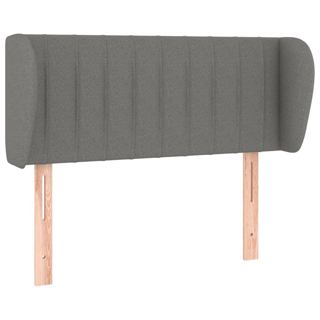 vidaXL Cabeceira de cama c/ abas tecido 103x23x78/88cm cinzento-escuro