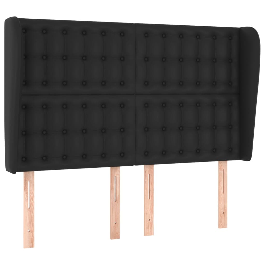 vidaXL Cabeceira de cama c/ abas couro artif. 147x23x118/128 cm preto