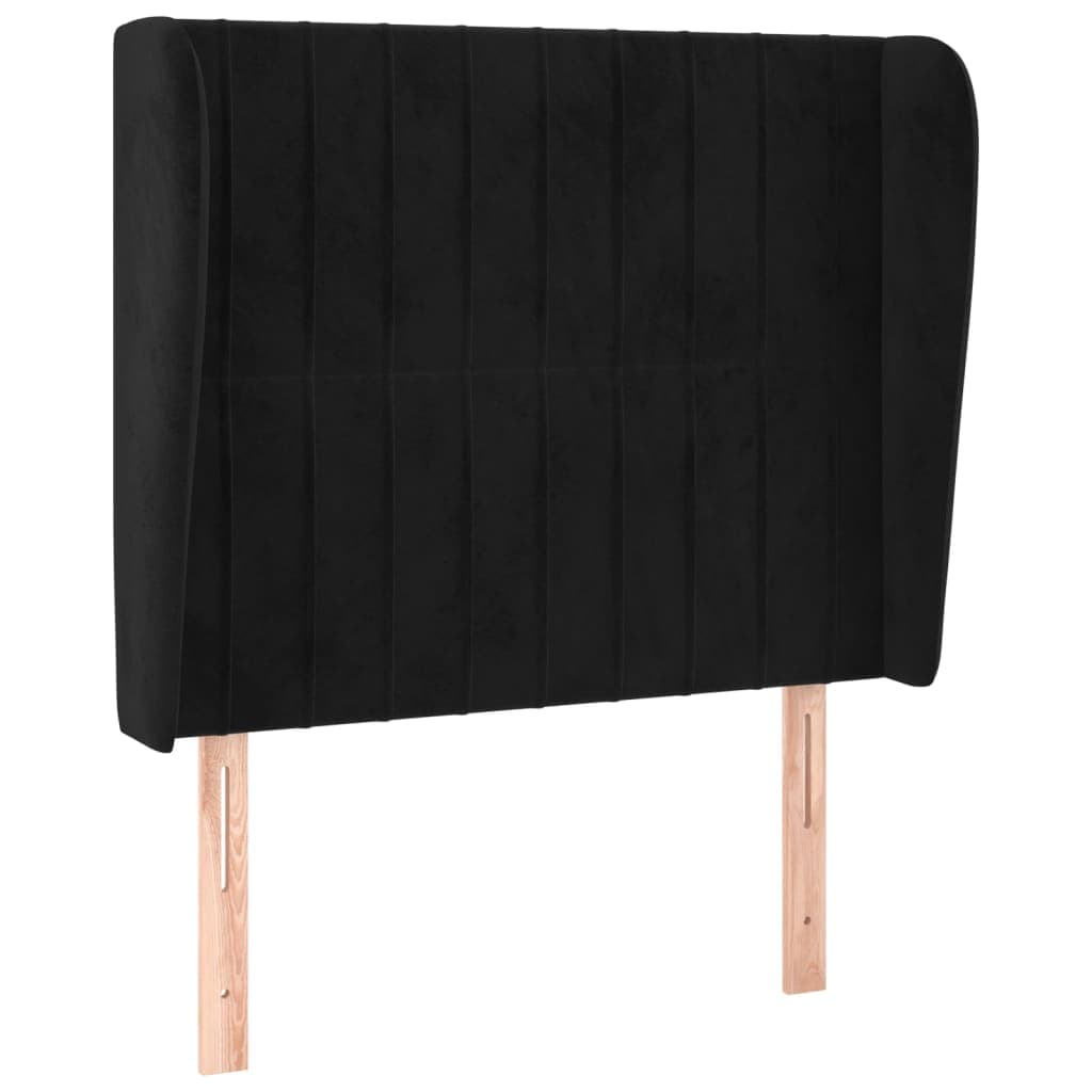 vidaXL Cabeceira de cama c/ abas veludo 83x23x118/128 cm preto