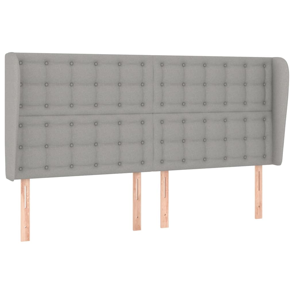 vidaXL Cabeceira cama c/ abas tecido 183x23x118/128 cm cinzento-claro