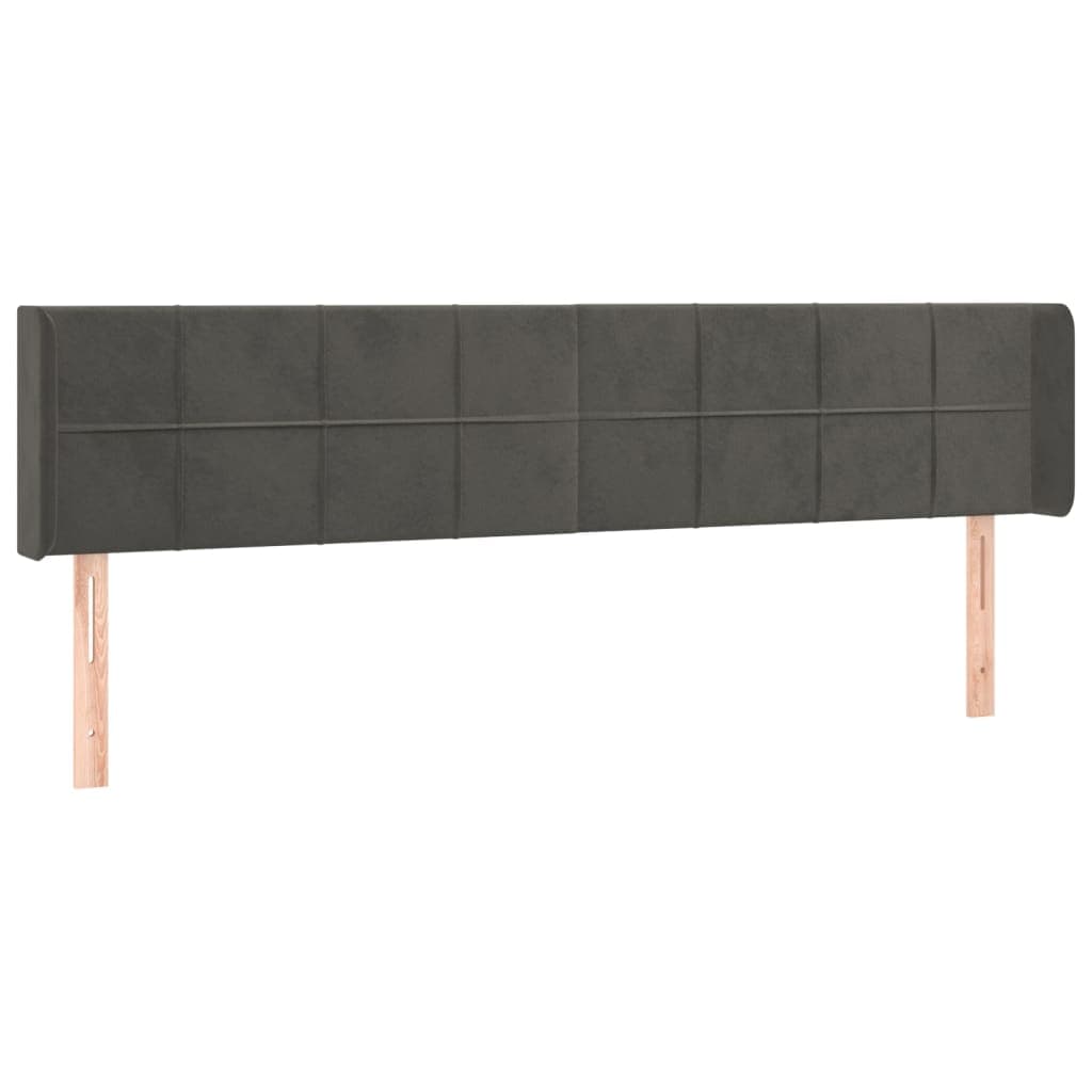 vidaXL Cabeceira de cama c/ abas veludo 183x16x78/88cm cinzento-escuro