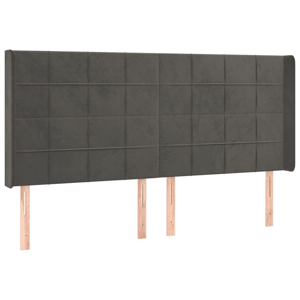 Cabeceira Cama com Abas Veludo 183x16x118/128 cm Cinzento-escuro - 3119641