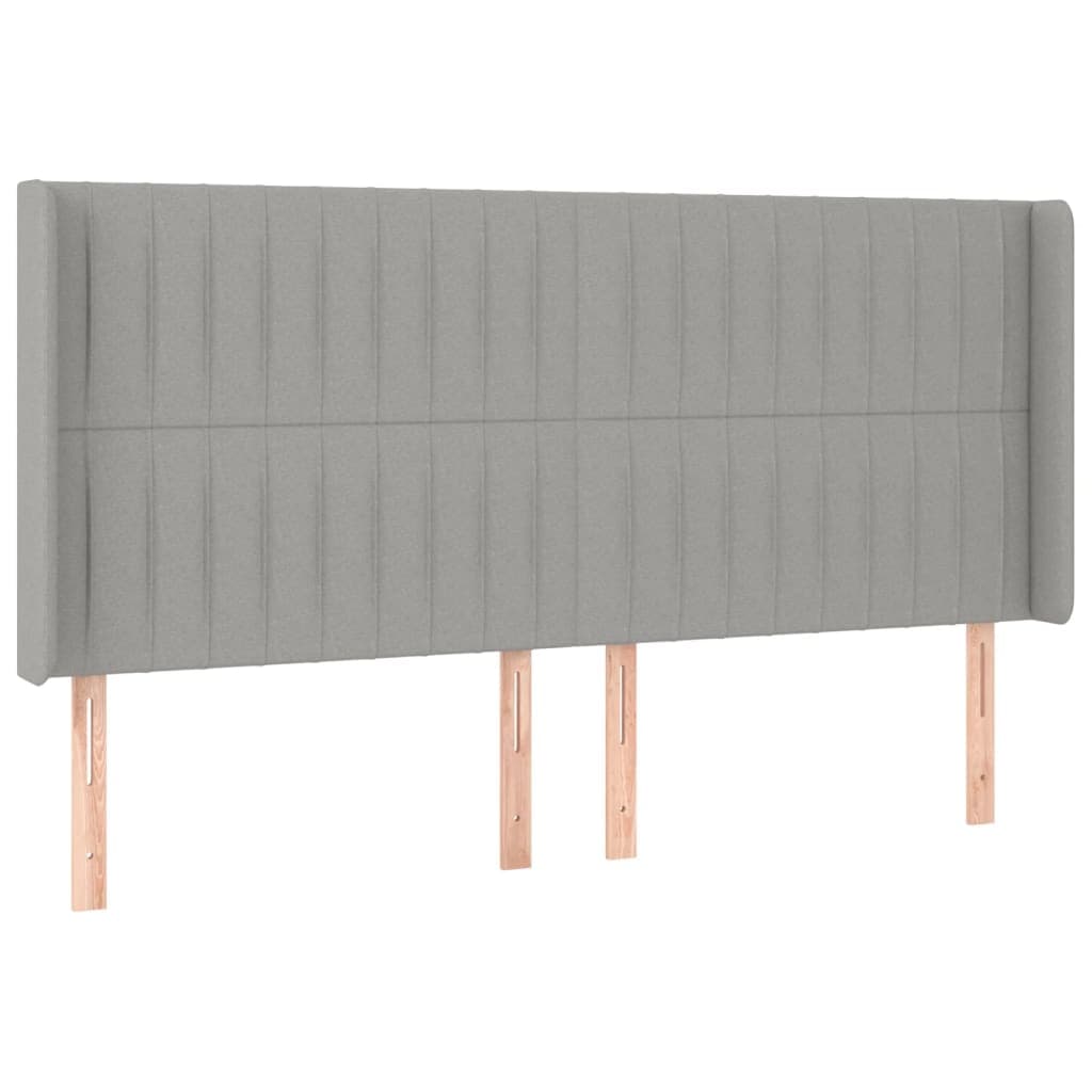 vidaXL Cabeceira cama c/ abas tecido 183x16x118/128 cm cinzento-claro