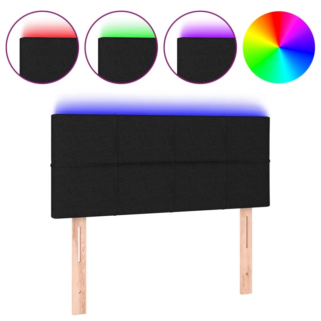 vidaXL Cabeceira de Cama com Luzes led Tecido 80x5x78/88 cm Preto - 2593042923