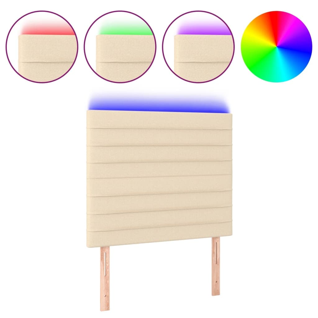 vidaXL Cabeceira Cama com led Tecido 100x5x118/128 cm Crème - 1251102942