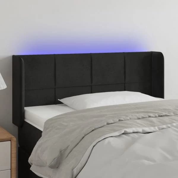 Cabeceira de Cama com Luzes led Veludo 103x16x78/88 cm Preto - 3123280