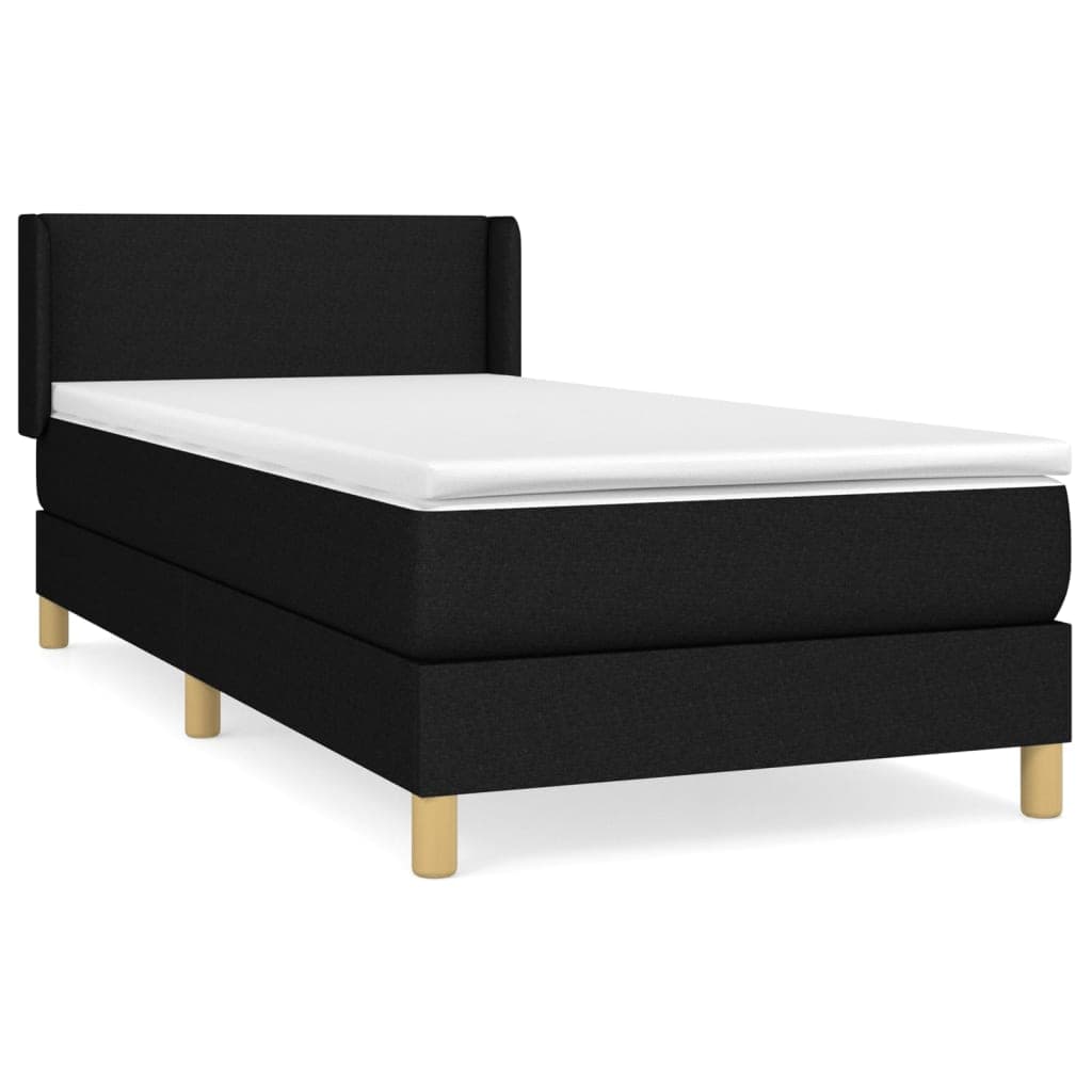 vidaXL Cama com molas/colchão 90x200 cm tecido preto