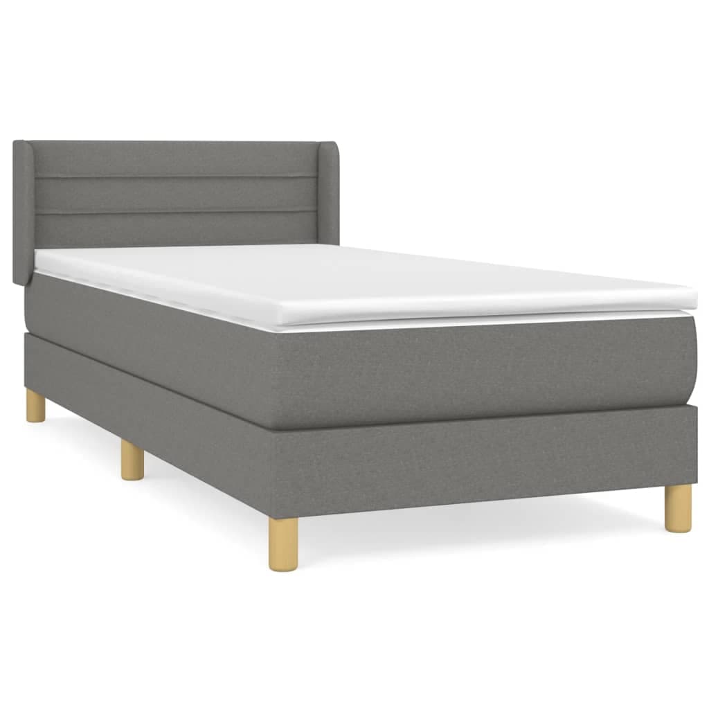 vidaXL Cama com molas/colchão 90x190 cm tecido cinza-escuro