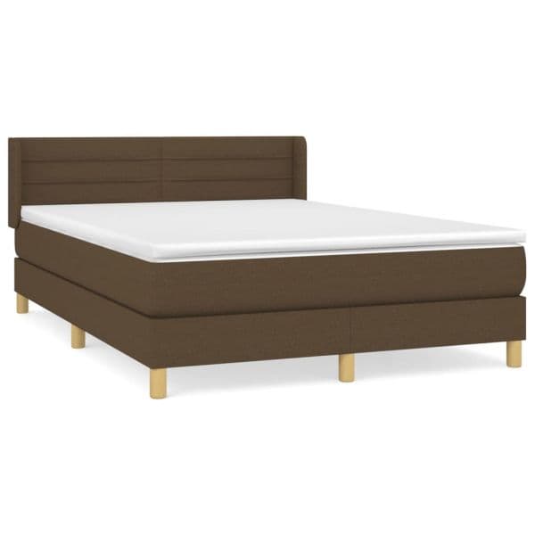 vidaXL Cama com Molas/colchão 140x200 cm Tecido Castanho-escuro - 1237962950