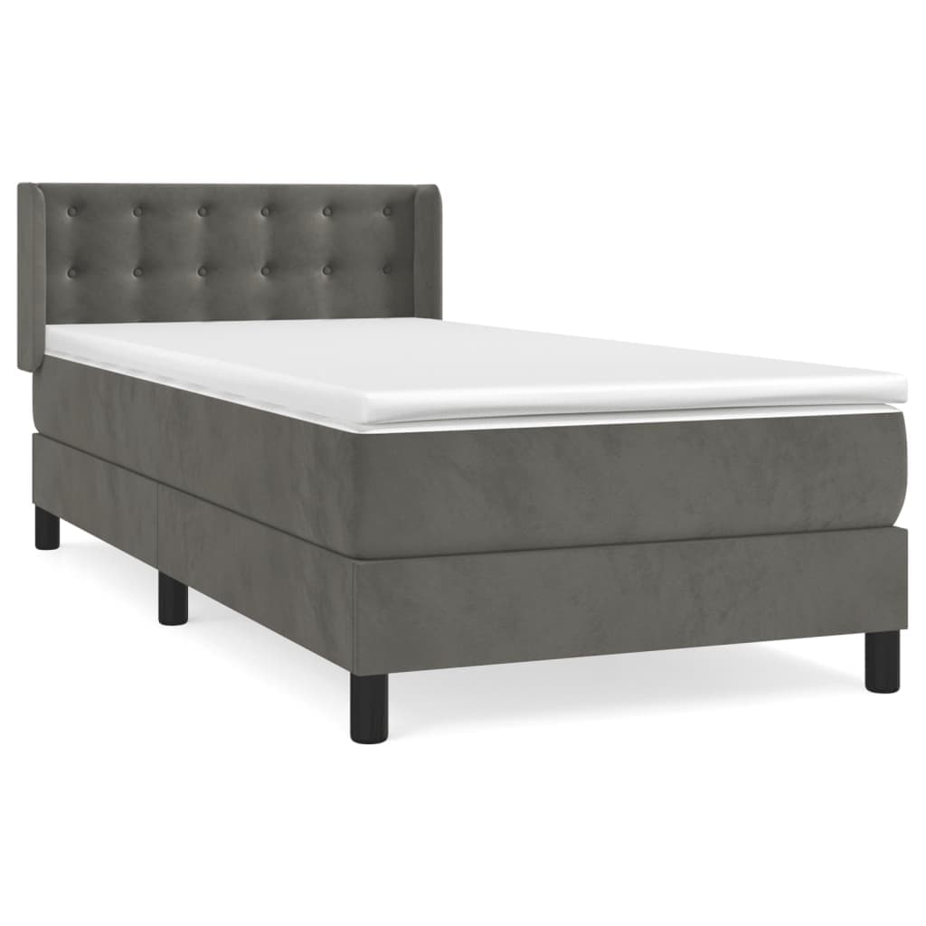 vidaXL Cama com Molas/colchão 80x200 cm Veludo Cinza-escuro - 3655086094