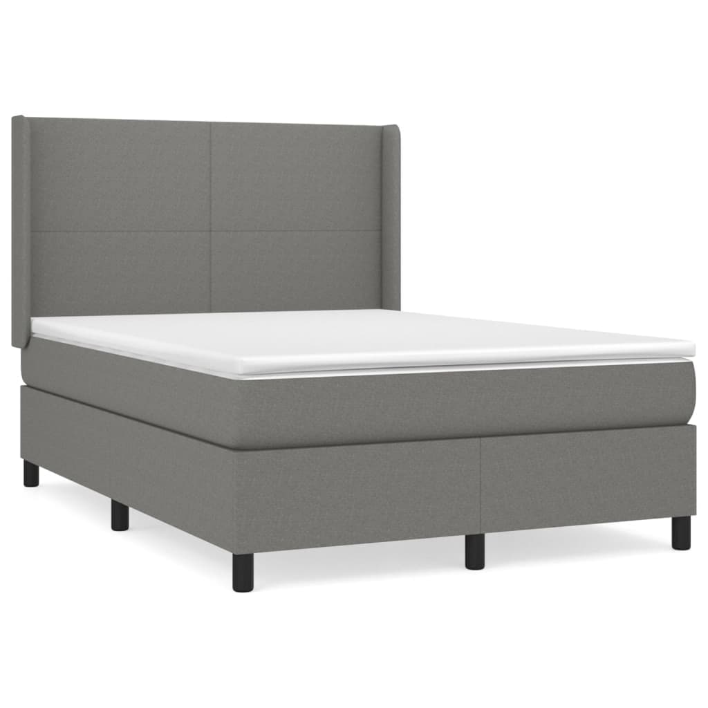 vidaXL Cama com molas/colchão 140x200 cm tecido cinzento-escuro