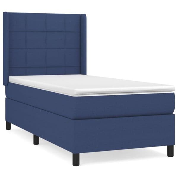 vidaXL Cama com Molas/colchão 90x200 cm Tecido Azul - 4266288629