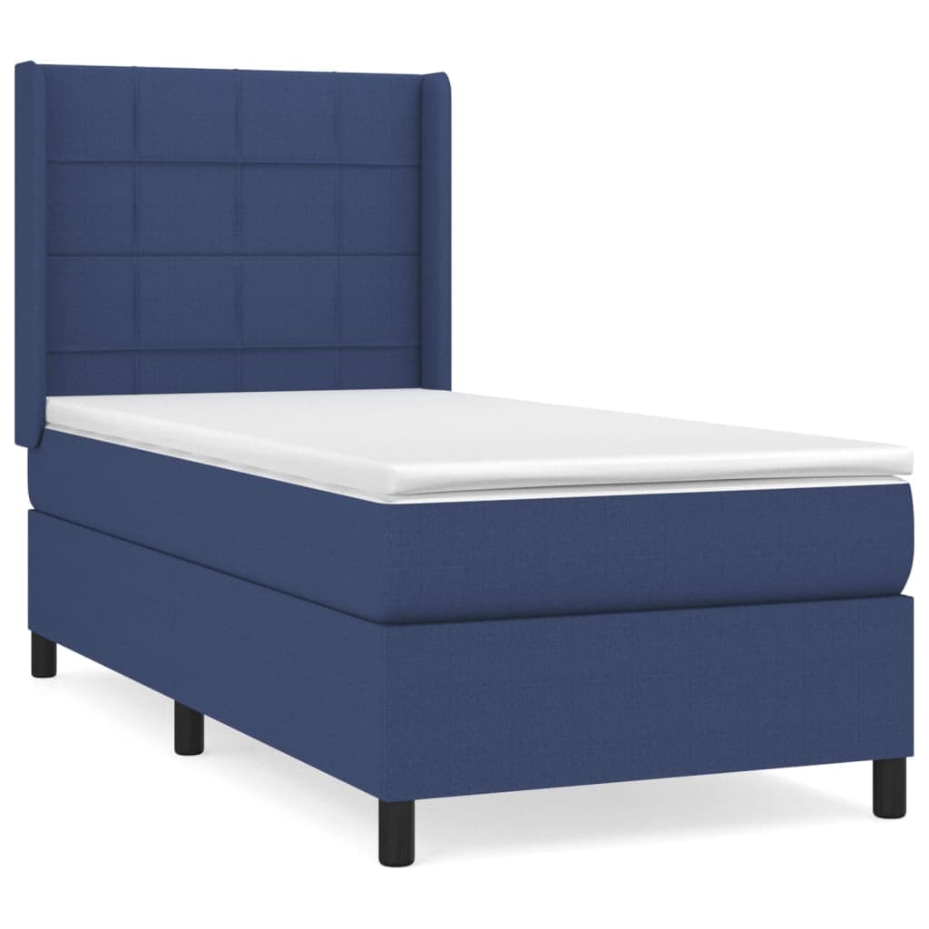 vidaXL Cama com Molas/colchão 90x200 cm Tecido Azul - 4266288629