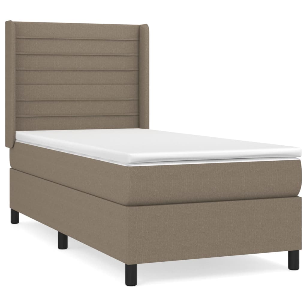 vidaXL Cama com Molas/colchão 90x200 cm Tecido Castanho-acinzentado - 3634204369