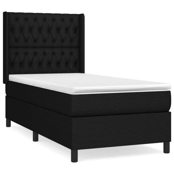 vidaXL Cama com Molas/colchão 90x200 cm Tecido Preto - 2664411270