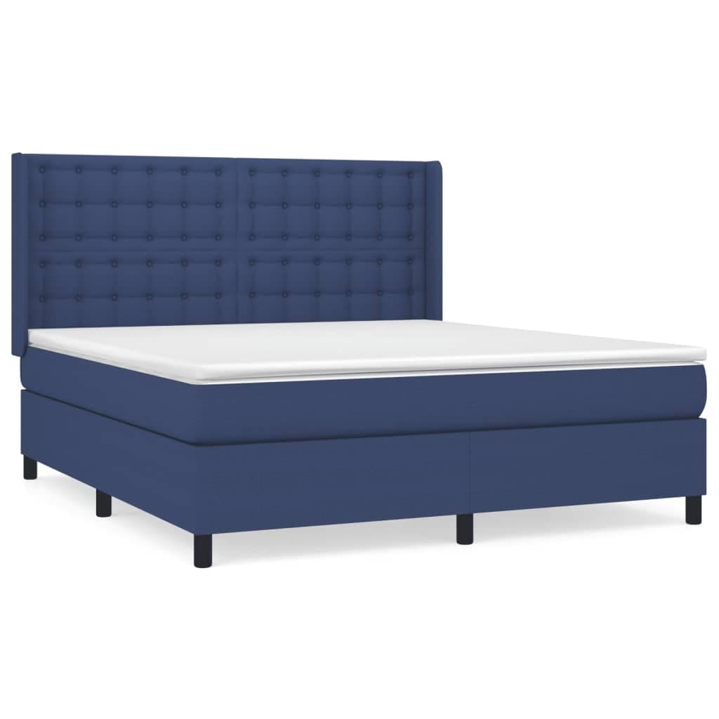 vidaXL Cama com molas/colchão 160x200 cm tecido azul