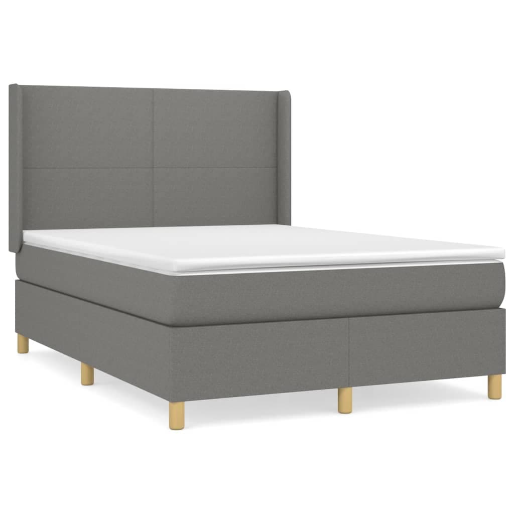 vidaXL Cama com molas/colchão 140x200 cm tecido cinzento-escuro