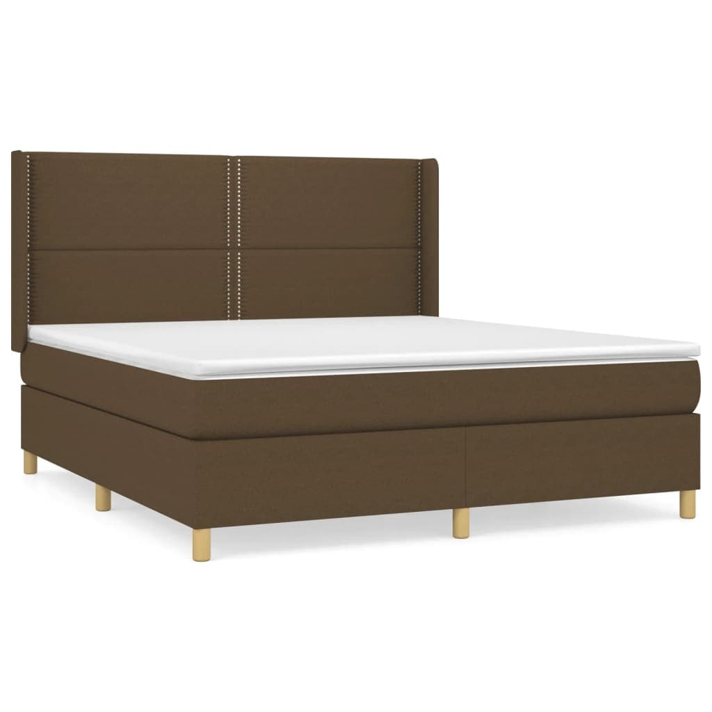 vidaXL Cama com molas/colchão 180x200 cm tecido castanho-escuro