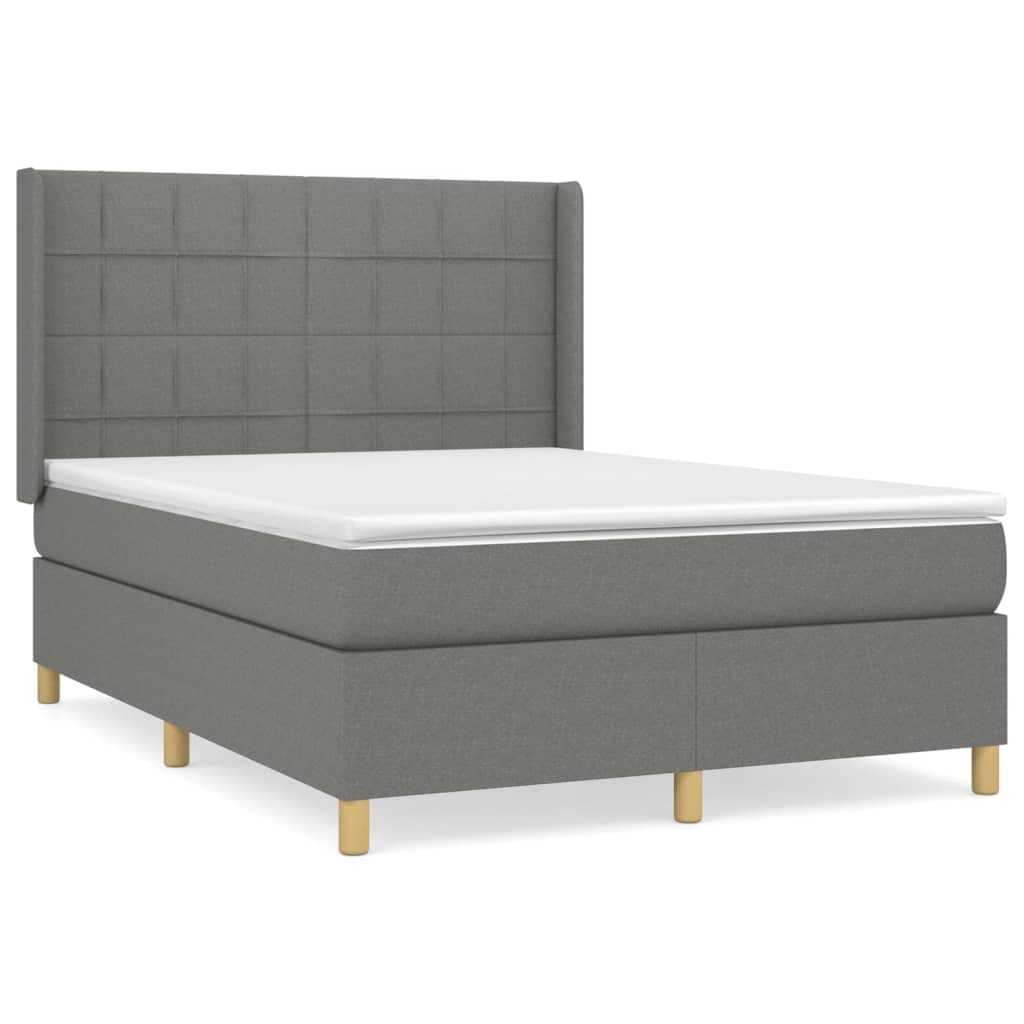 vidaXL Cama com molas/colchão 140x200 cm tecido cinzento-escuro